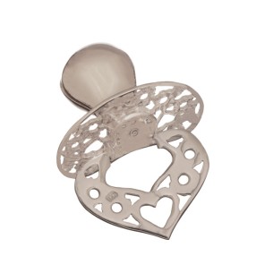 Παιδική ασημένια Πιπίλα Καρδιά Δόντι Κορίτσι