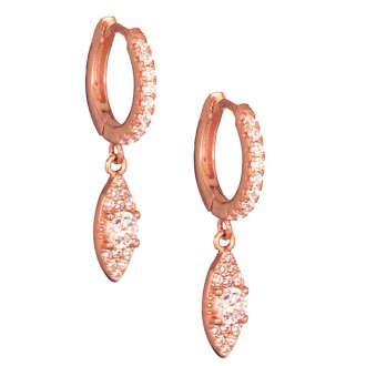 Ασημένια ρόζ επιχρυσωμένα σκουλαρίκια Κρίκοι