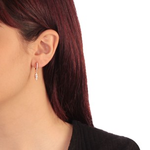 Ασημένια ρόζ επιχρυσωμένα σκουλαρίκια Κρίκοι