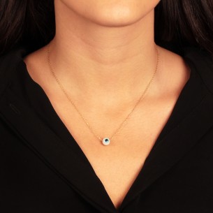 Ασημένιο επίχρυσο κολιέ Αλυσίδα Μάτι