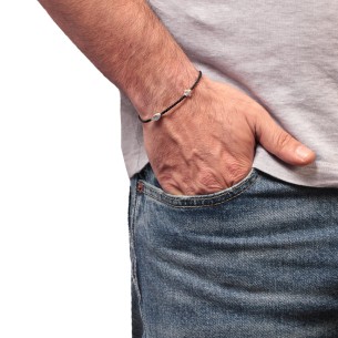 Βραχιόλι κορδόνι ασημένιος Σταυρός Μάτι