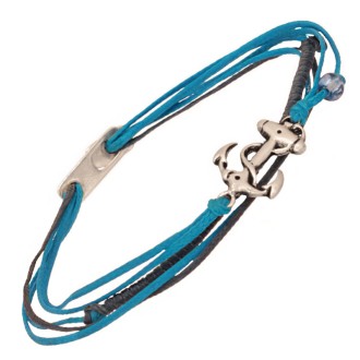 Βραχιόλι κορδόνια ασημένια Άγκυρα