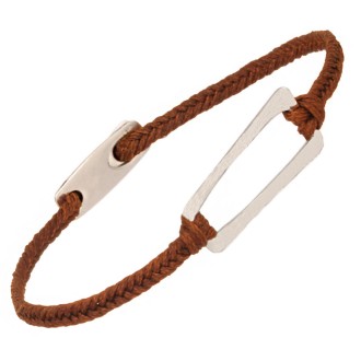 Βραχιόλι κορδόνι ασημένιο Παραλληλόγραμμο