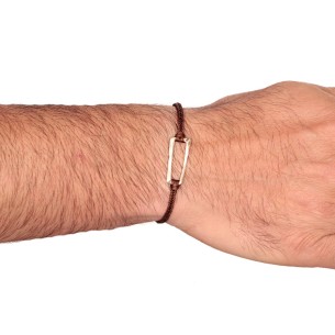 Βραχιόλι κορδόνι ασημένιο Παραλληλόγραμμο