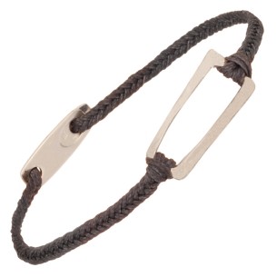 Βραχιόλι κορδόνι ασημένιο Παραλληλόγραμμο