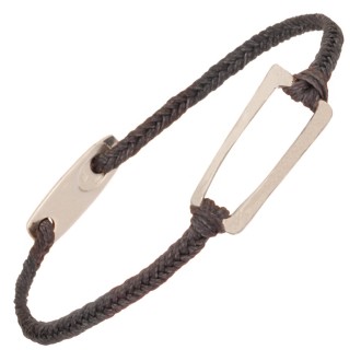 Βραχιόλι κορδόνι ασημένιο Παραλληλόγραμμο