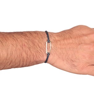 Βραχιόλι κορδόνι ασημένιο Παραλληλόγραμμο