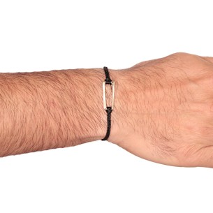 Βραχιόλι κορδόνι ασημένιο Παραλληλόγραμμο