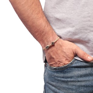 Βραχιόλι κορδόνι ασημένιος Σταυρός Μάτι