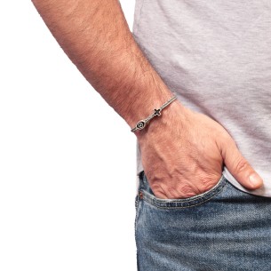 Βραχιόλι κορδόνι ασημένιος Σταυρός Μάτι