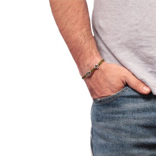 Βραχιόλι κορδόνι ασημένιος Σταυρός Μάτι