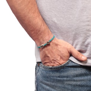 Βραχιόλι κορδόνι ασημένιος Σταυρός Μάτι