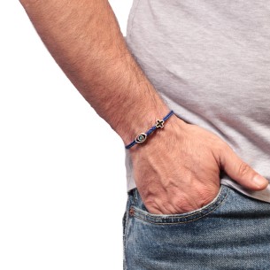 Βραχιόλι κορδόνι ασημένιος Σταυρός Μάτι