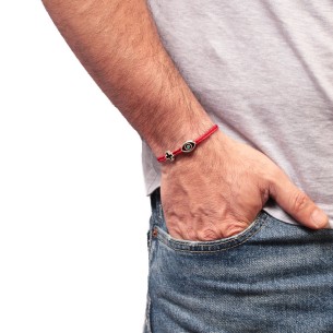 Βραχιόλι κορδόνι ασημένιος Σταυρός Μάτι