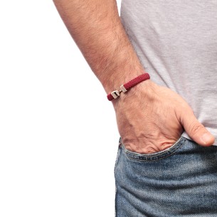 Βραχιόλι κορδόνι ασημένιος Γάντζος