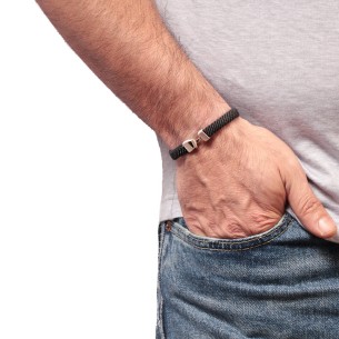 Βραχιόλι κορδόνι ασημένιος Γάντζος