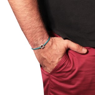 Βραχιόλι κορδόνι ασημένιο Τετράγωνο