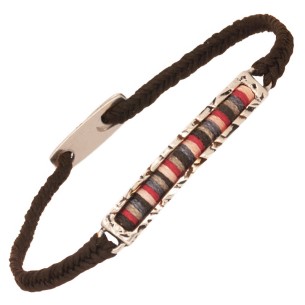 Βραχιόλι κορδόνι ασημένιο Παραλληλόγραμμο