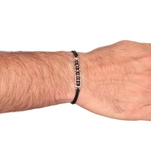 Βραχιόλι κορδόνι ασημένιο Παραλληλόγραμμο