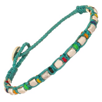 Βραχιόλι κορδόνι ασημένιοι Κύβοι