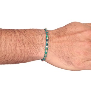 Βραχιόλι κορδόνι ασημένιοι Κύβοι