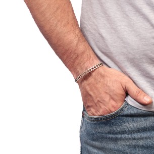Ασημένιο επιπλατινωμένο βραχιόλι Χειροπέδα