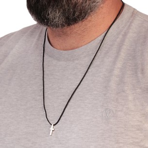 Κολιέ κορδόνι ασημένιος Σταυρός