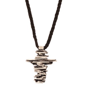 Κολιέ κορδόνι ασημένιος Σταυρός