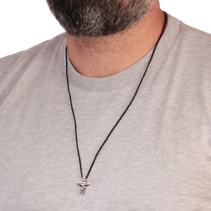 Κολιέ κορδόνι ασημένιος Σταυρός