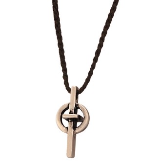 Κολιέ κορδόνι ασημένιος Κύκλος Σταυρός