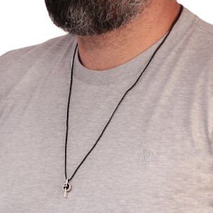 Κολιέ κορδόνι ασημένιος Κύκλος Σταυρός