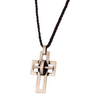 Κολιέ κορδόνι ασημένιος Σταυρός