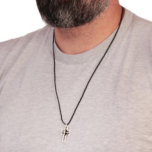 Κολιέ κορδόνι ασημένιος Σταυρός
