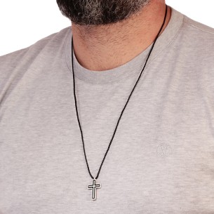 Κολιέ κορδόνι ασημένιος Σταυρός