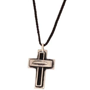 Κολιέ κορδόνι ασημένιος Σταυρός