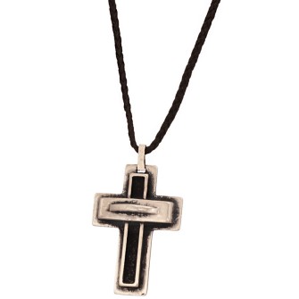 Κολιέ κορδόνι ασημένιος Σταυρός