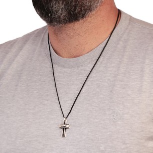 Κολιέ κορδόνι ασημένιος Σταυρός