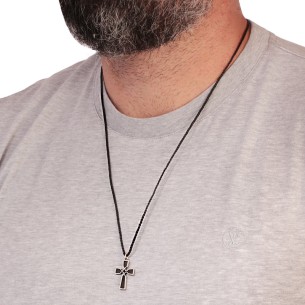 Κολιέ κορδόνι ασημένιος Σταυρός