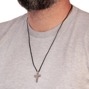 Κολιέ κορδόνι ασημένιος Σταυρός