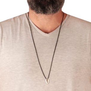 Κολιέ κορδόνι ασημένια Ασπίδα