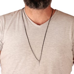 Κολιέ κορδόνι ασημένιο Καρφί