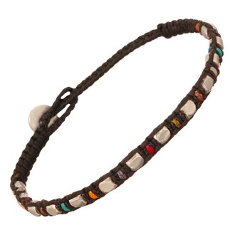 Βραχιόλι κορδόνι ασημένιοι Κύβοι