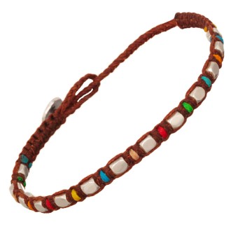 Βραχιόλι κορδόνι ασημένιοι Κύβοι