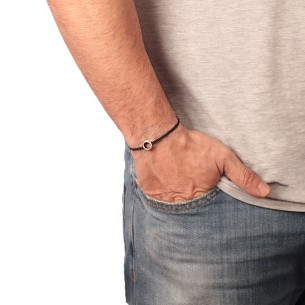 Βραχιόλι κορδόνι ασημένιος Κύκλος