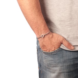 Βραχιόλι κορδόνι ασημένιος Κύκλος
