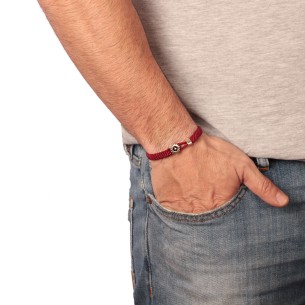 Βραχιόλι κορδόνι ασημένιος Τροχός