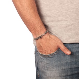 Βραχιόλι κορδόνι ασημένιο Πηδάλιο
