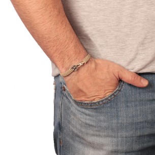 Βραχιόλι κορδόνι ασημένιο Πηδάλιο