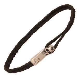 Βραχιόλι κορδόνι ασημένια Νεκροκεφαλή