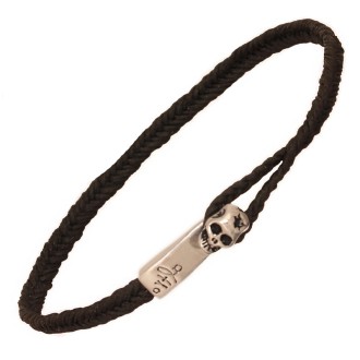 Βραχιόλι κορδόνι ασημένια Νεκροκεφαλή